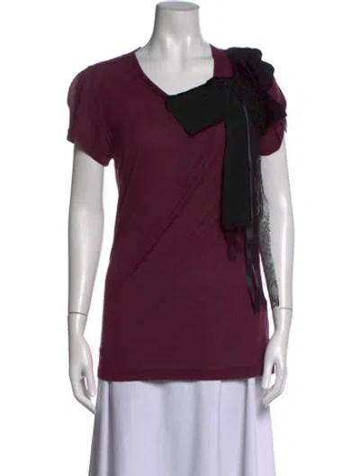 Pre-owned Red Valentino V-neck Short Sleeve T-shirt In Purple