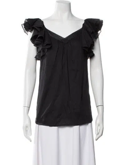 Pre-owned Red Valentino V-neck Sleeveless Blouse In Black