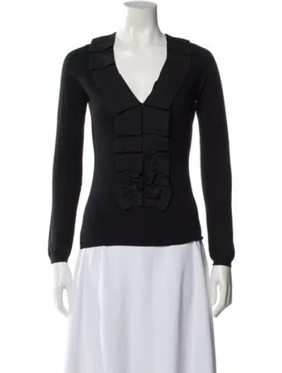 Pre-owned Red Valentino V-neck Sweater In Black