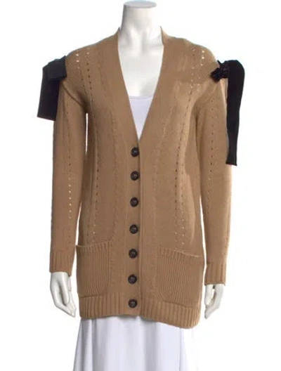 Pre-owned Red Valentino V-neck Sweater W/ Tags In Brown