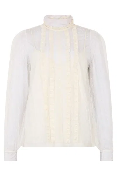 Red Valentino White Cream Colored Blouse With Long Sleeves And An Elegant And Sophisticated Design.