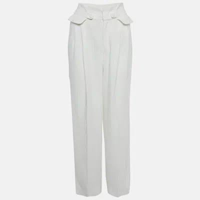 Pre-owned Red Valentino White Crepe Wide Leg High Rise Trousers M