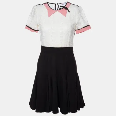 Pre-owned Red Valentino White Lace & Black Jersey Mini Dress S In Multicolor