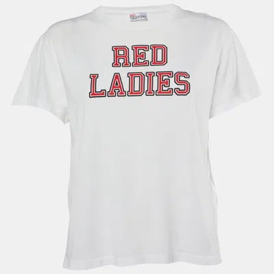 Pre-owned Red Valentino White Red Ladies Cotton Distressed T-shirt S