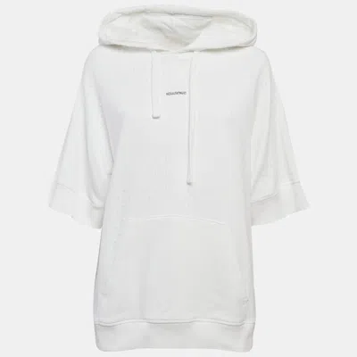 Pre-owned Red Valentino White Tulle And Cotton Knit Half Sleeve Hoodie Xs
