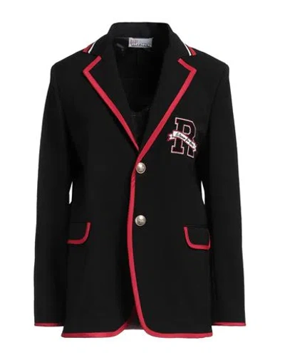 RED VALENTINO RED VALENTINO WOMAN BLAZER BLACK SIZE 6 VISCOSE, WOOL, ELASTANE