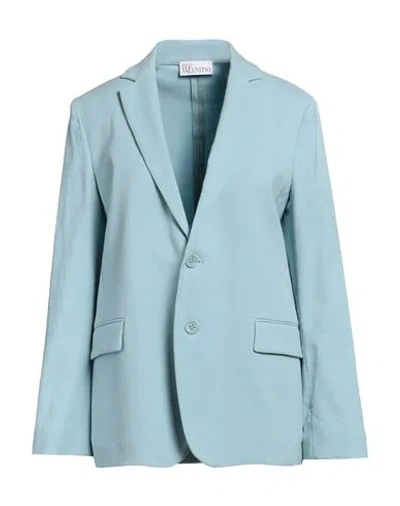 Red Valentino Woman Blazer Sky Blue Size 8 Linen, Cotton, Elastane