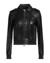 Red Valentino Woman Jacket Black Size 6 Lambskin In Black