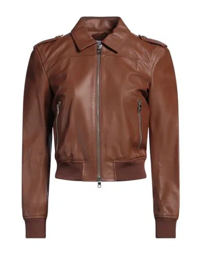 Red Valentino Woman Jacket Brown Size 4 Lambskin