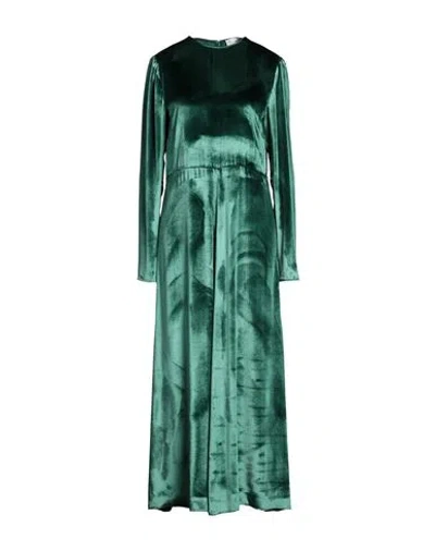 Red Valentino Velvet-effect Long-sleeve Midi Dress In Green