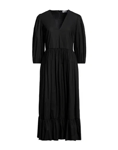 Red Valentino Woman Midi Dress Black Size 4 Cotton, Elastane In Black