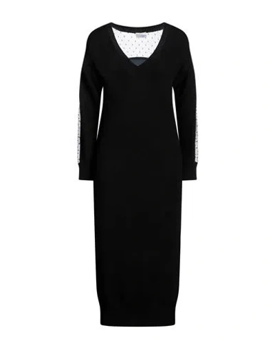Red Valentino Woman Midi Dress Black Size S Virgin Wool, Polyamide