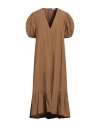 Red Valentino Woman Midi Dress Camel Size 4 Cotton, Polyester In Beige