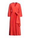 Red Valentino Woman Midi Dress Tomato Red Size 2 Polyester