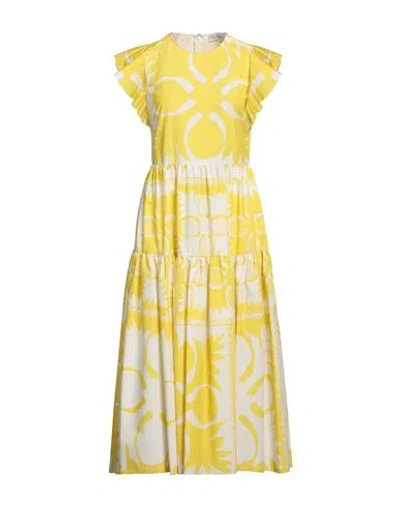 Red Valentino Woman Midi Dress Yellow Size 2 Polyester, Cotton