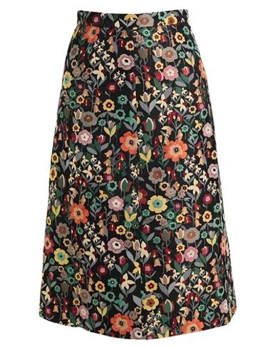 Red Valentino Woman Midi Skirt Black Size 4 Polyester In Multi