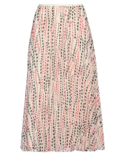 Red Valentino Woman Midi Skirt Ivory Size 2 Polyester In Pink