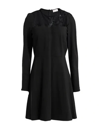 RED VALENTINO RED VALENTINO WOMAN MINI DRESS BLACK SIZE L VISCOSE, POLYAMIDE, ELASTANE