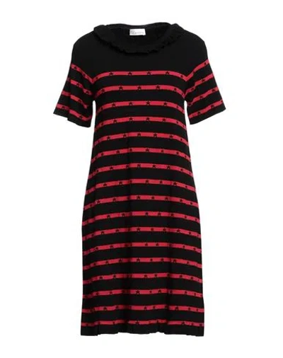Red Valentino Redvalentino Women's Striped Dress In Black Red