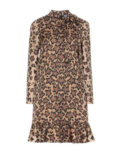 Red Valentino Woman Mini Dress Camel Size 6 Silk In Beige