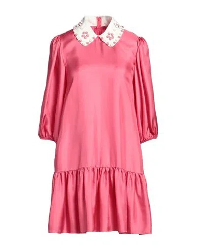 Red Valentino Woman Mini Dress Fuchsia Size 2 Silk, Polyester In Pink