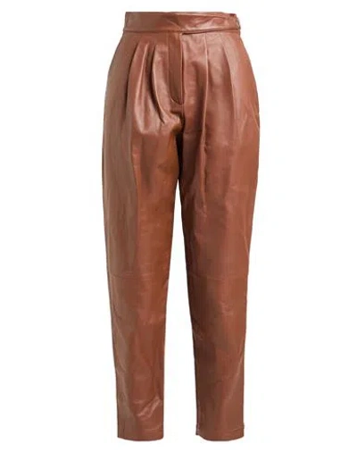 Red Valentino Woman Pants Chocolate Brown Size 8 Lambskin