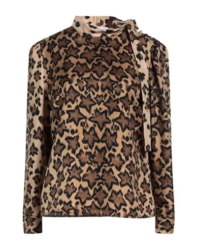 Red Valentino Woman Shirt Camel Size 6 Silk In Beige