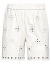 RED VALENTINO RED VALENTINO WOMAN SHORTS & BERMUDA SHORTS OFF WHITE SIZE 2 LAMBSKIN, POLYESTER