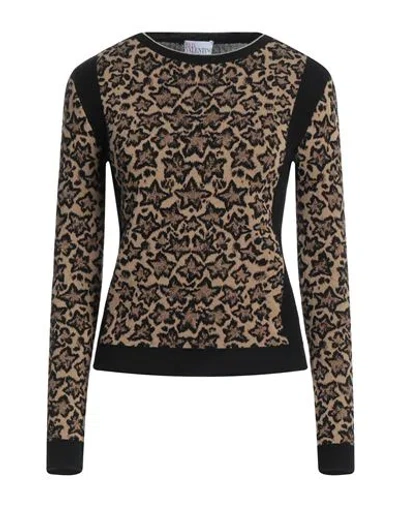 Red Valentino Woman Sweater Camel Size M Cotton, Viscose, Wool, Metallic Fiber In Beige