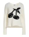 RED VALENTINO RED VALENTINO WOMAN SWEATER WHITE SIZE M ACRYLIC, POLYAMIDE, MOHAIR WOOL, POLYESTER