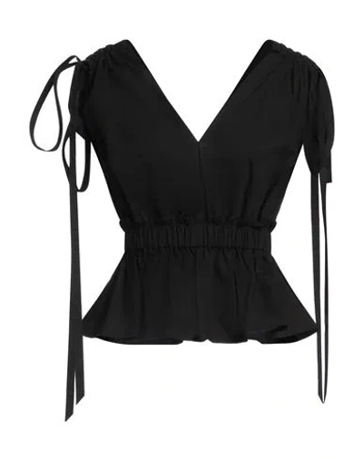Red Valentino Woman Top Black Size 8 Cotton, Elastane