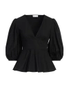 Red Valentino Woman Top Black Size 6 Cotton, Elastane