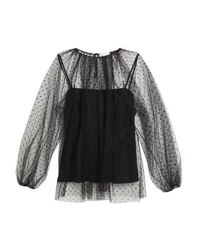 Red Valentino Woman Top Black Size 8 Polyester In Black