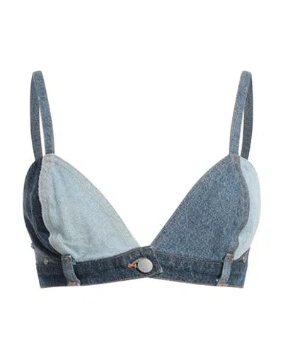 Red Valentino Woman Top Blue Size 6 Cotton In Mid Denim