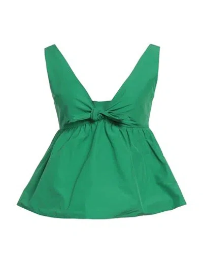 Red Valentino Woman Top Green Size 6 Cotton, Polyester