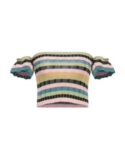 Red Valentino Woman Top Light Green Size L Cotton, Viscose, Metallic Fiber