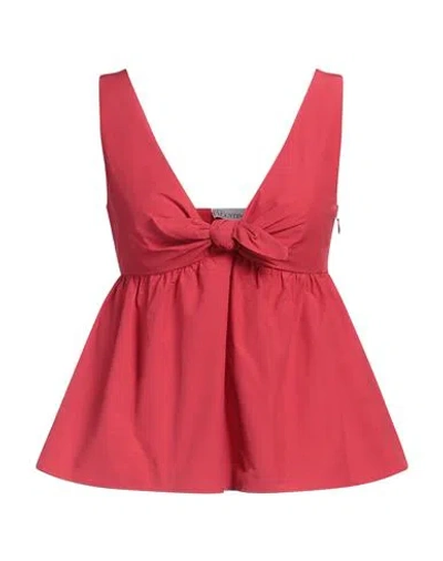 Red Valentino Woman Top Red Size 8 Cotton, Polyester
