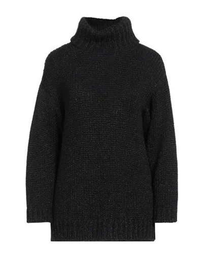 Red Valentino Woman Turtleneck Black Size Xxs Polyester, Viscose, Wool, Metallic Fiber, Cashmere