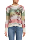 RED VALENTINO WOMEN'S FLORAL STRIPE MOHAIR BLEND SWEATER