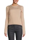 RED VALENTINO WOMEN'S FLORAL WOOL BLEND CREWNECK SWEATER