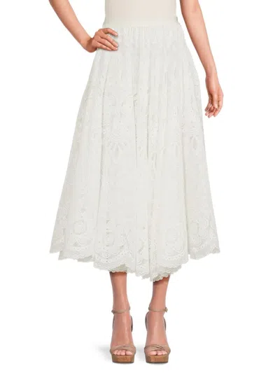 Red Valentino Women's Lace Maxi A-line Skirt In Milk White