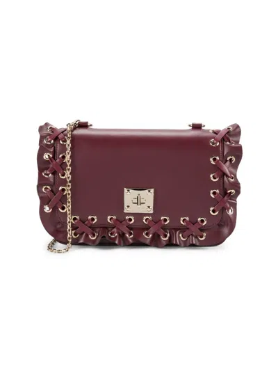 Red Valentino Women's Large Leather Crossbody Bag In Burgundy