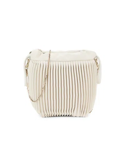 Red Valentino Women's Large Pleated Leather Bucket Bag In White