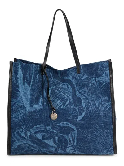 Red Valentino Women's Large Tropical Print Tote In Blue