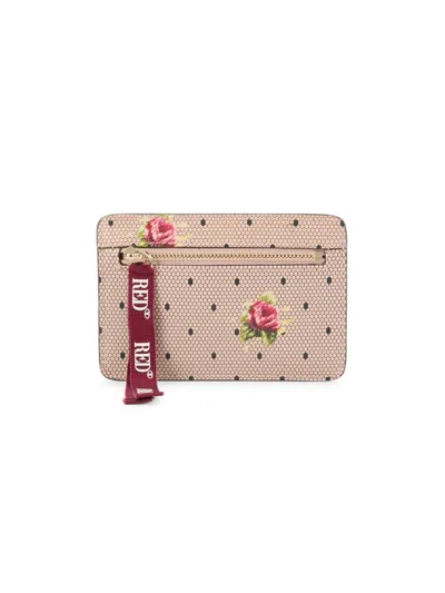 Red Valentino Women's Small Print Leather Pouch In Pink