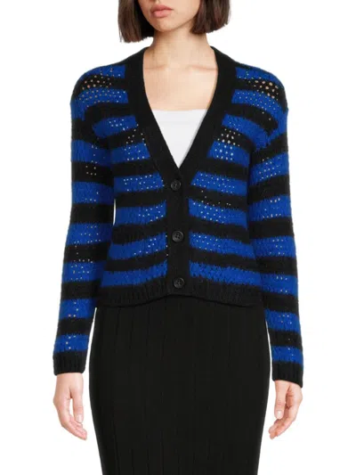 Red Valentino Women's Stripe Mohair Blend Cardigan In Blue