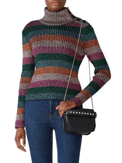 Red Valentino Women's Striped Wool Blend Sweater In Blue Multicolor