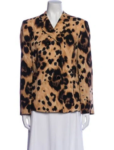 Pre-owned Red Valentino Wool Animal Print Blazer In Neutral