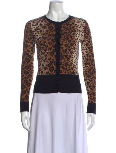 Pre-owned Red Valentino Wool Animal Print Top In Brown