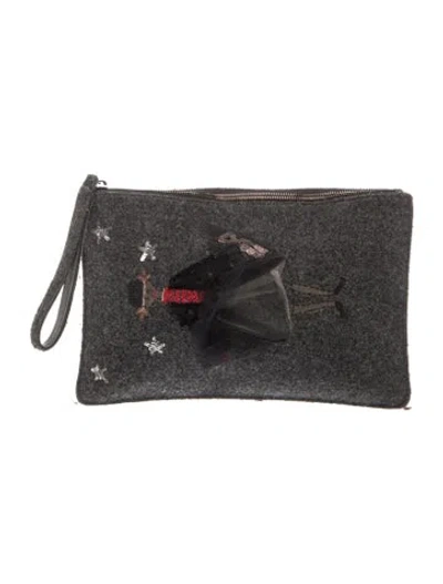 Pre-owned Red Valentino Wool Clutch In Black